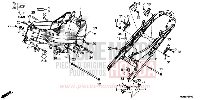 RAHMENKOERPER von VFR800X „Crossrunner“ CANDY ARCADIAN RED (R305) von 2015
